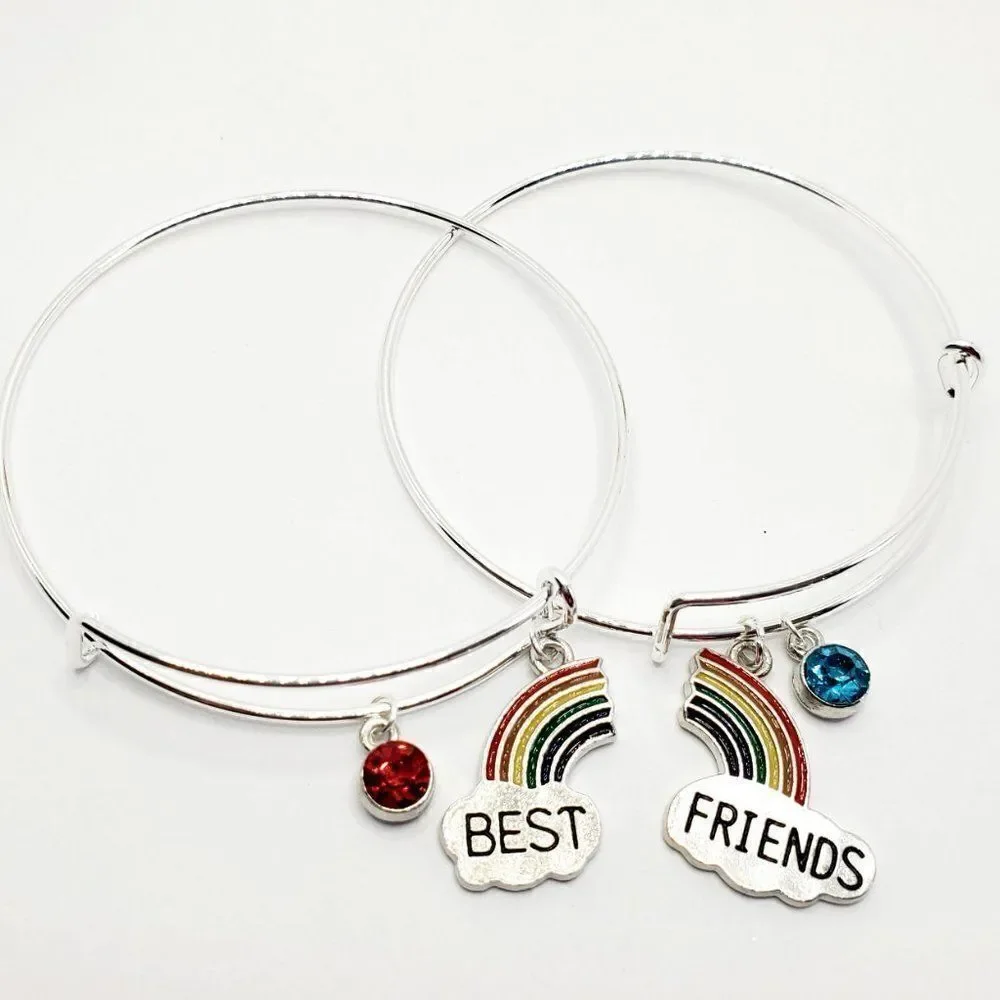 Silver Best Friend Set of 2 Charm Bracelets, Best Friend Gifts
